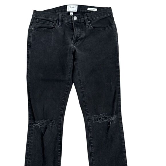 Frame L'Homme Skinny Jeans 28โ Vintage Black Distressed Slim Fit - Picture 3 of 8